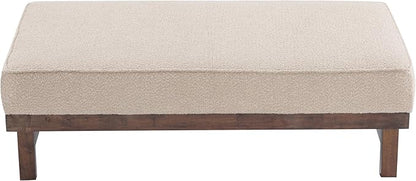 Christopher Knight Home Hillman Boucle Fabric Ottoman with Wood Frame,Rectangular Footrest Bench,Non Storage Ottoman Bench for Living Room Bedroom Entryway Home Decor,Light Brown
