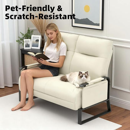 Modular Cloud Sectional Couches for Living Room, Faux Leather Loveseat & Accent Chairs Set of 2, Upholstered Sectional Sofa Set for Office, Beige