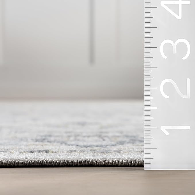 nuLOOM 5'3" x 7'6" Machine Washable Stain-Resistant Area Rug Medium Profile for Living Room, Bedroom, and Dining Room, Cady Blue