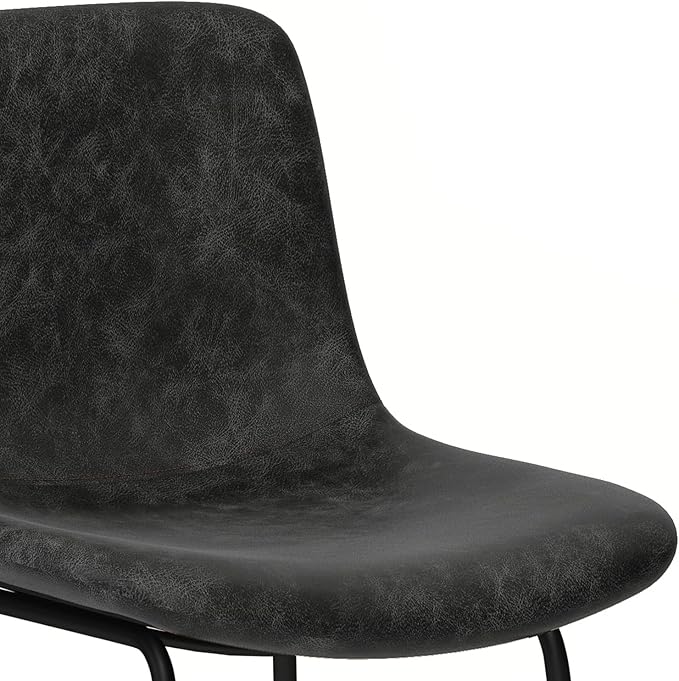 SIMPLIHOME Jolie Contemporary 24 inch Counter Height Stool (Set of 2) in Distressed Charcoal Grey Vegan Faux Leather for the Dining Room and Kitchen