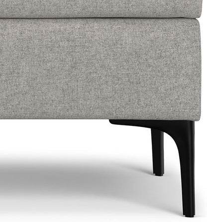 SIMPLIHOME Rebecca 48 inch Wide Mid Century Modern Rectangle Large Coffee Table Storage Ottoman with Lift up Lid in Cloud Grey Polyester , Assembled, For the Living Room, Entryway and Family Room