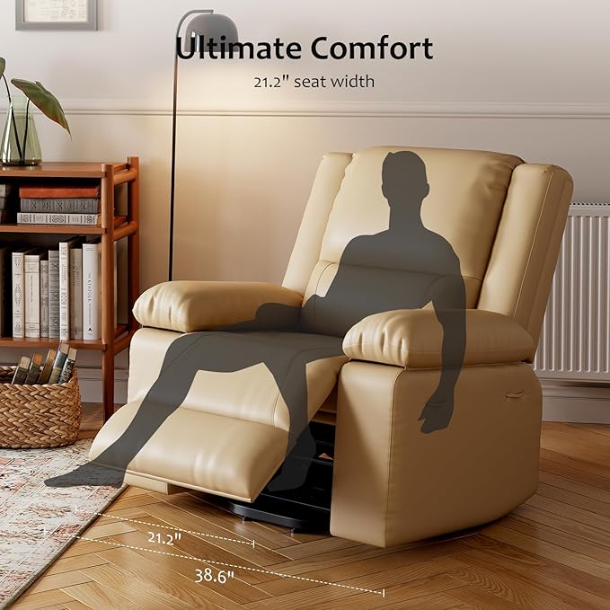 PU Leather Electric Power Lift Chair, Recliner Massage Chair with Remote Control and Side Pocket for Elderly, Power Lift Recliner Sofa with Heat and Massage for Living Room, Bedroom, Beige