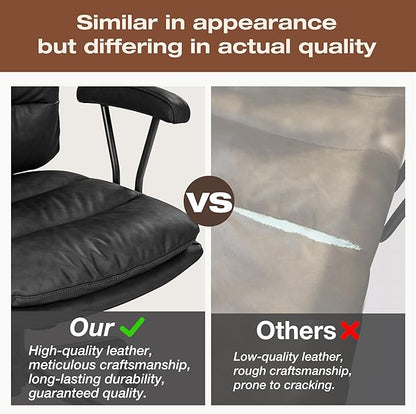Black PU Leather Office Chair with Wheels, Adjustable Swivel Chair for Home and Office, Lumbar Support, Removable Armrests, Small Spaces