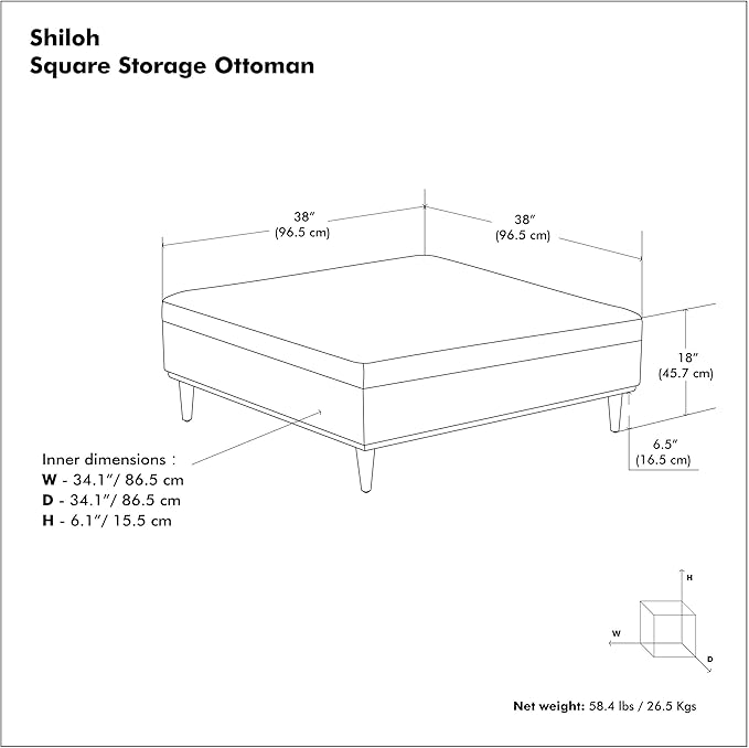 SIMPLIHOME Shiloh 38 inch Wide Transitional Contemporary Square Storage Ottoman in Distressed Saddle Brown Vegan Faux Leather, Assembled, for The Living Room, Entryway and Family Room