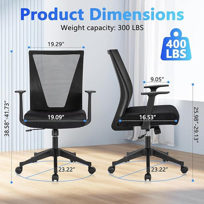 CLATINA Home Office Chair Ergonomic Desk Chair Mesh Computer Chairs with Armrests Executive Rolling Wheels Swivel Heavy Duty Chairs Office, Home, Black 8 Pack