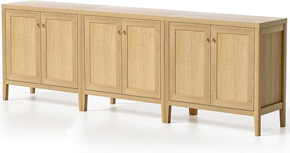 Sideboard Buffet Cabinets Set of 3 with Adjusable Shelves, Farmhouse Storage Cabinet, Credenza, Accent Cabinet, Kitchen Coffee Bar Console Table for Living Dining Room, Natural Oak