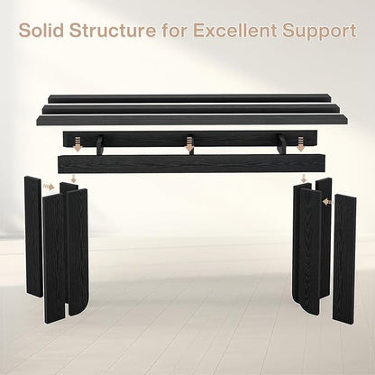 Tribesigns 70.9-Inch Extra Long Console Table, Farmhouse Sofa Console Table with Widened Tabletop, Entryway Accent Tables with Sturdy Double Pedestal for Living Room (Black)