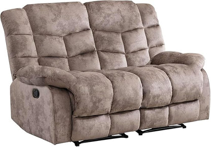 EBELLO Manual Loveseat Recliner for Living Room, Extra Wide Modern Overstuffed 2 Seat Reclining Couch Sofa, Breathable Fabric and Padded Cushion, Light Brown