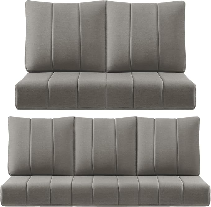 Luxury 24x24x6 Inch Kitty Outdoor Cushions for 5 Peice Patio Furniture Set - Set of 5 Water-Resistant Pillow for Dining Rocking Swivel Chairs Loveseat Couch Sectional Sofa - Grey