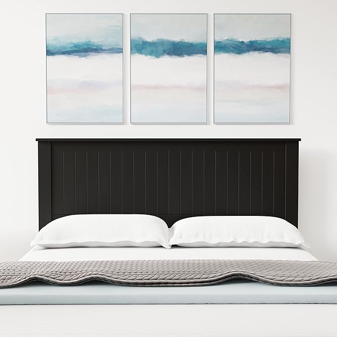 Glenwillow Home Wainscott Wood Panel Headboard in Black - Queen Size