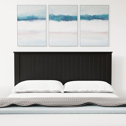 Glenwillow Home Wainscott Wood Panel Headboard in Black - Queen Size
