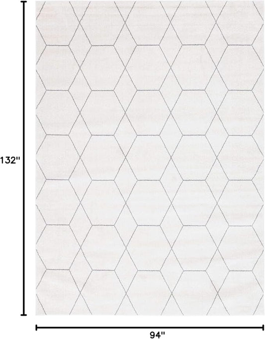 Unique Loom Trellis Frieze Collection Area Rug - Geometric (8' x 11', Ivory/ Gray)