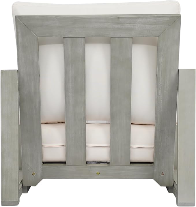 Christopher Knight Home Olaf 4 Pieces Outdoor Conversation Set, Acacia Wood Chat Set, Rectangular Coffee Table and Patio Loveseat with 2 Club Chairs, Patio Furniture Set with Cushion, Beige+Light Grey