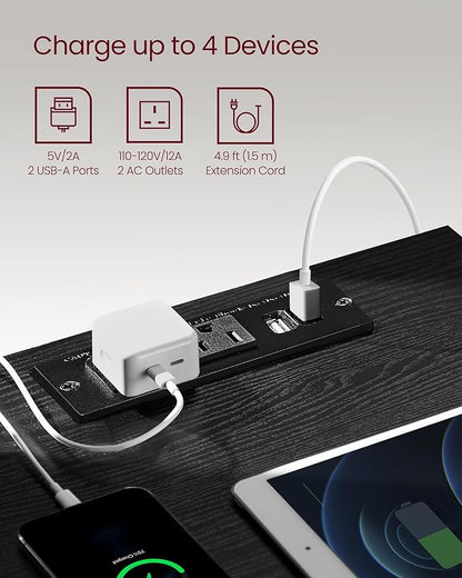 VASAGLE Nightstand with Charging Station, 2 AC Outlets and 2 USB Ports, Bedside Table, Side Table with 3 Drawers, Modern Style, 13.8 x 15.7 x 23.2 Inches, Ebony Black ULET631B58