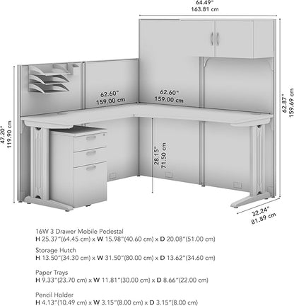 Bush Furniture BSHWC3649403STGK Hansen Cherry 65W x 65D L-Workstation with Storage and Accessory Kit
