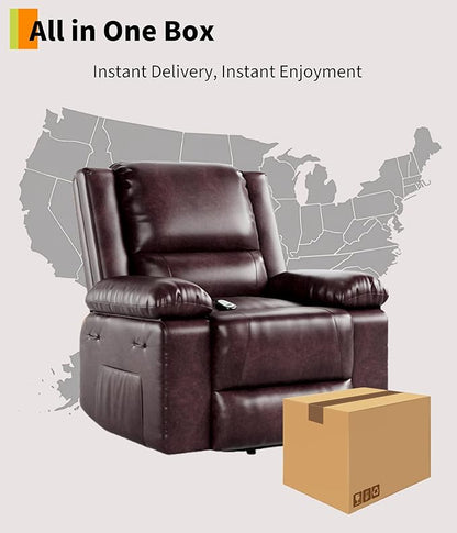 GarveeHome Electric Lift Recliner Chair - Heat and Massage, PU Leather Power Lift Recliner for Elderly & Mobility Impaired, Adjustable Back and Legs, Heavy Duty Lift Chair for Seniors