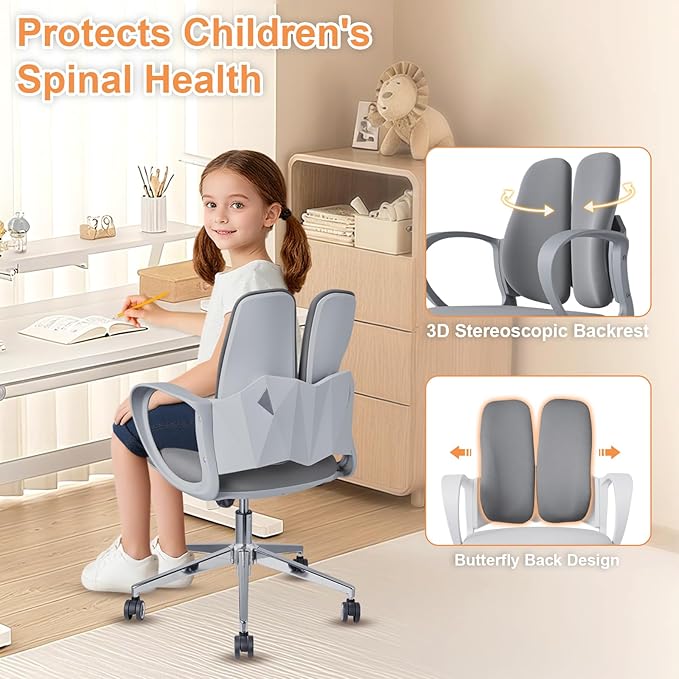 Ergonomic Office Chair Desk Chair Dual-backrest Computer Chair with Flexible Lumbar Support and Adjustable Height, 500lbs Extra Wide Seat with Wheels, for Home & Office Use Grey