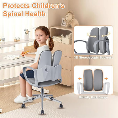 Ergonomic Office Chair Desk Chair Dual-backrest Computer Chair with Flexible Lumbar Support and Adjustable Height, 500lbs Extra Wide Seat with Wheels, for Home & Office Use Grey