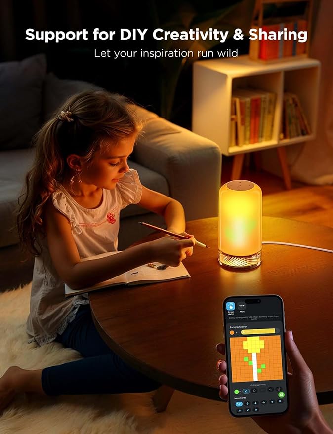 Govee RGBIC Smart Table Lamp 2, Touch Bedside Small Table Lamp Work with Matter, Alexa, LED Desk Lamp with 64 Scene Modes, Color Changing Lamp for Bedroom Living Room Dimmable Night Light(Corded)