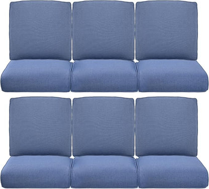Pop 22x25/22x24 Outdoor Furniture Cushions Set of 6 - Comfortable Patio Chair Cushion for Rattan Wicker Dining Rocking Swivel Chairs Loveseat Couch L-Shape Sectional Sofa - Navy Blue/Classic