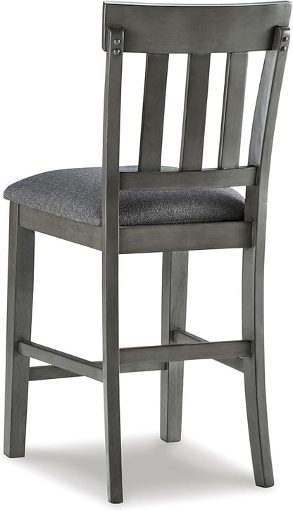Signature Design by Ashley Hallanden Modern Farmhouse Counter Upholstered Barstool, Set of 2, Comb-back Design, Solid Wood, 25.75" , Dark Gray