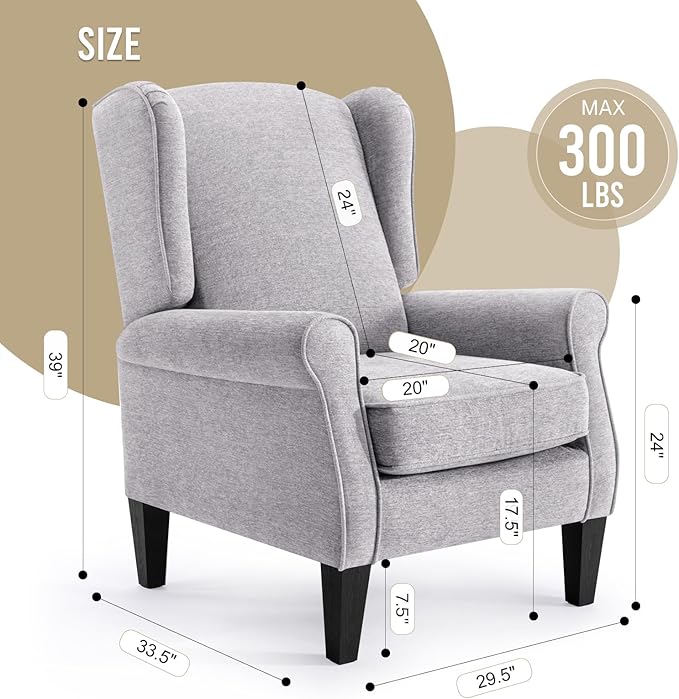 Modern Accent Chair, Fabric Armchair with High Back & Sturdy Legs, Comfy Single Sofa Chair for Bedroom, Living Room, Reading & Balcony