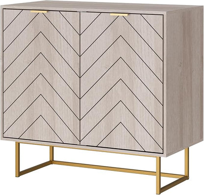 Scurrty 31.5" Natural Sideboard Buffet Cabinet, Cabinet with Doors & Adjustable Shelf for Living Room & Kitchen, Log Color