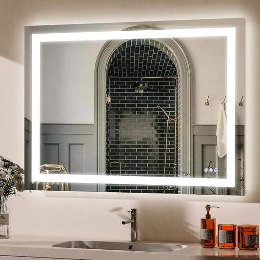 VooBang Bathroom Mirror with Lights 40 x 60 inches - 3 Adjustable Lighting Modes LED Bathroom Vanity Mirror, Anti-Fog, Memory Function, Tempered Glass, Wall Mounted Horizontally Vertically