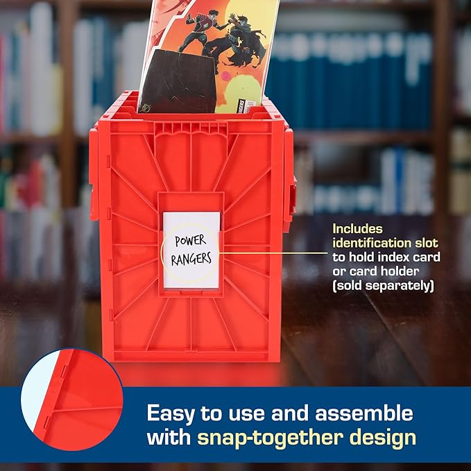 BCW Short Comic Book Bin | Holds 150 Comics | Stackable Plastic Storage | Acid-Free Organizer | Red, 2 Pack