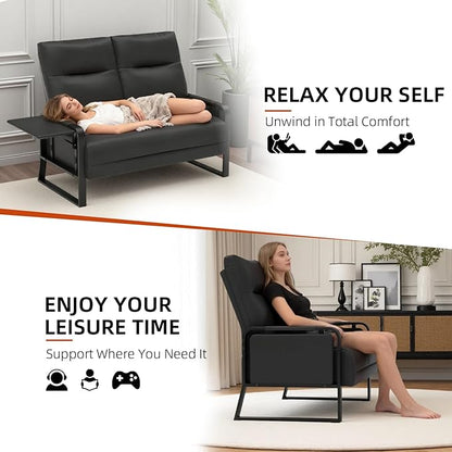 Modular Cloud Sectional Couches for Living Room, Faux Leather Loveseat & Accent Chairs Set of 2, Upholstered Sectional Sofa Set for Office, Black
