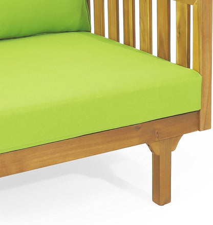 Christopher Knight Home Claremont Outdoor 3 Seater Daybed with Cushions - Acacia Wood - Teak/Green