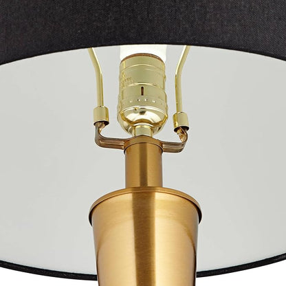 Possini Euro Design Wayne Modern Table Lamps 29 1/4" Tall Set of 2 with USB Charging Port Brass Gold Black Tapered Drum Shade for Bedroom Living Room Nightstand Bedside Night Stand Office Kids Room