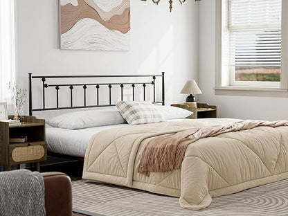 Metal California King Size Headboard - Adjustable Height - Victorian Farmhouse Style, Easy Assembly, Attach Frame, Steel Cal King Headboard Only for Bedroom, Black