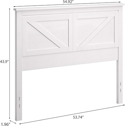 Glenwillow Home Farmhouse Style Wood Panel Headboard in Gloss White - Full Size