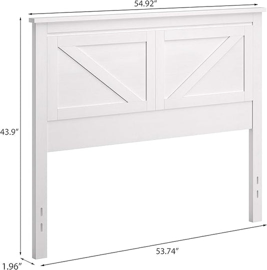 Glenwillow Home Farmhouse Style Wood Panel Headboard in Gloss White - Full Size