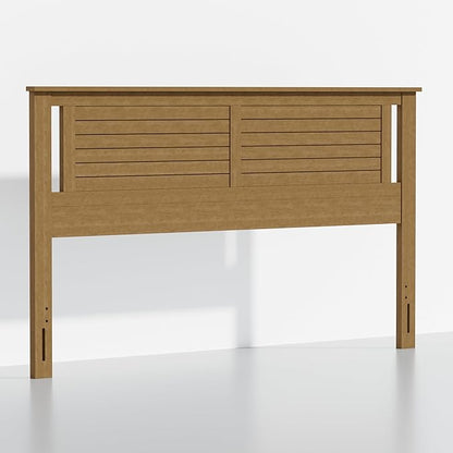 Serene King Size Wood Headboard Shiplap-Inspired Panel Design in a Stained Pine Finish