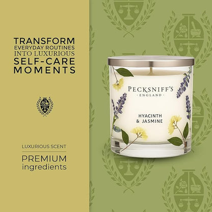 Pecksniff’s 1 Wick Candle – Jasmine & Hyacinth, 184 g / 6.49 oz – Long Lasting Burn, Elegant Home Decor & Relaxing Ambiance