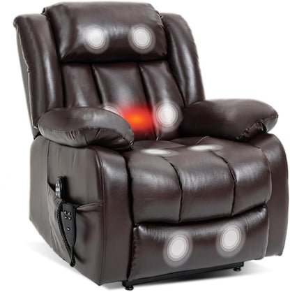Recliner Chairs for Adults, Power Lift Chair for Elderly, Oversized Bedroom Chair with Massage&Heat, Leather Nursery Glider Chair for Living Room, Sofa Chair Home Theater Seating with Lumbar Support