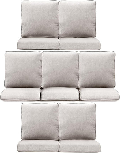 7-Piece Outdoor Patio Cushion Set - Fade & Water Resistant with Removable Olefin Cover, 22x24x4 Inch Memory Foam Cushions for Wicker Sectional Sof - Beige/Regular