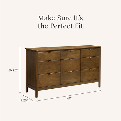 Babyletto Bondi 9-Drawer Baby Dresser for Nursery - GREENGUARD Gold Certified - Wooden Chest of Drawers for Kids, Boys & Girls - Assembled Sustainable Wood Kids Dresser for Bedroom - Natural Walnut