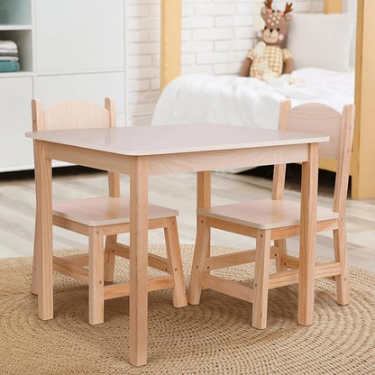 TOOKYLAND Wood Kids Table and Chairs Set, Waterproof Desktop, Easy to Clean, Smooth Edge, Ideal Toddler Table Chairs Set for Eating, Snack Time and Play Games