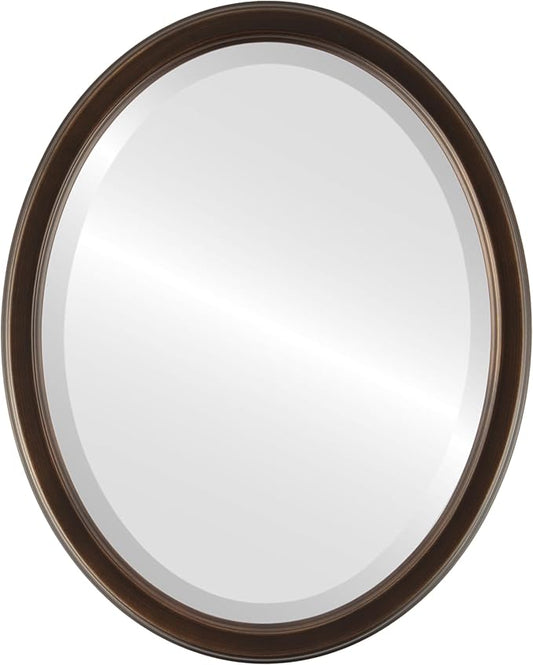 OVALCREST Oval Beveled Wall Mirror for Home Decor - Toronto Style - Rubbed Bronze - 22" x 18"