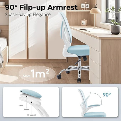 Office Chair,Ergonomic Mesh Desk Chair with Adjustable Lumbar Support,Computer Chair with Flip-up Armrests, Rolling Executive Chairs, Home Office Chair(Blue)