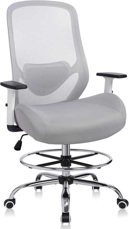 HYLONE 400lbs Drafting Chair,Adjustable High Back Computer Office Chair with Lumbar Support Standing Desk Chair Heavy Duty Big Tall Drafting Stool for Artists with Adjustable Footrest