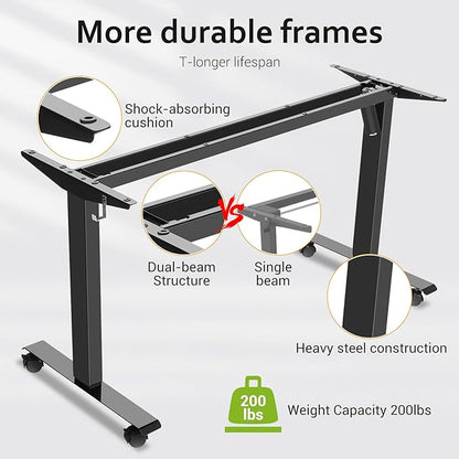 farexon arexon Electric Standing Desk 63 x 24In with Charging Station, Rolling Stand up Desk with Oversized Mouse Pad, 2 USB Ports & 3 Power Outlets, 4 Casters, 4 Preset Heights Easy to Set（Black