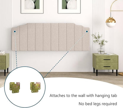 King Size Headboard Only, Linen Wall Mounted Headboard King for Adjustable Bed Modern Upholstered Head Board Easy Assembly, Beige