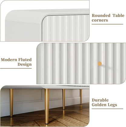 HLR White Dresser for Bedroom,48'' Wide Wood Chests of Drawers,Modern Fluted 6 Drawer Dresser with Gold Metal Handles,Clothes Deep Drawer Dressers Storage for Living Room,Hallway