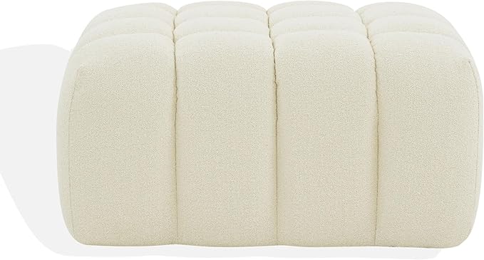 SAFAVIEH Couture Collection Calyna Cream Boucle Tufted Upholstered Ottoman