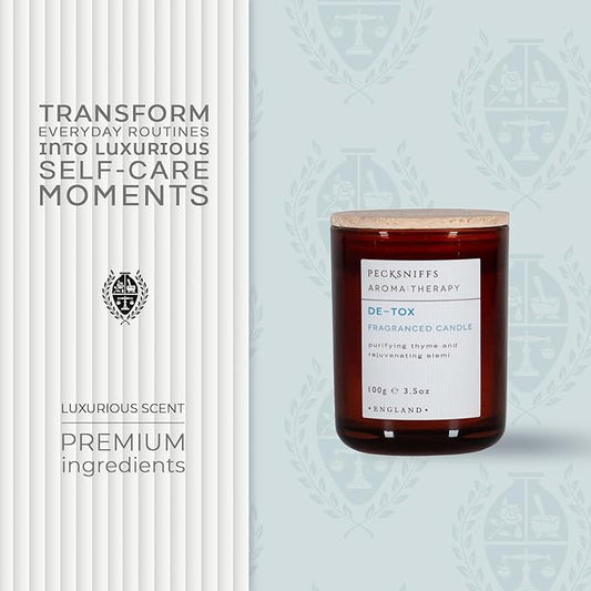 Pecksniff's De-tox Luxury Scented Candle | 1 Wick, 100 g/3.5 oz