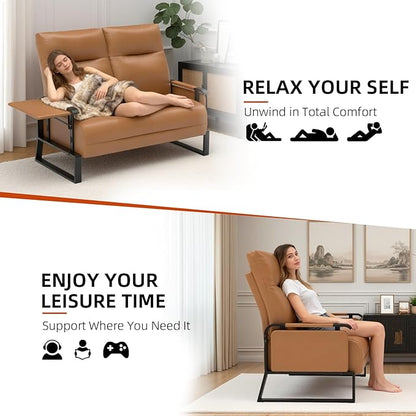 Modular Cloud Sectional Couches for Living Room, Faux Leather Loveseat & Accent Chairs Set of 2, Upholstered Sectional Sofa Set for Office, Brown